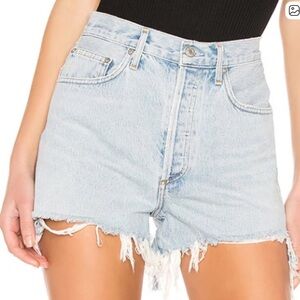 Agolde High-Rise Light Blue Denim Shorts